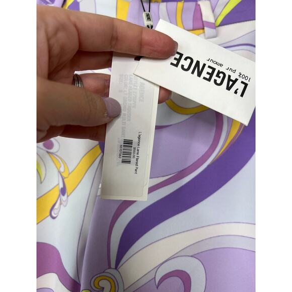 NWT L'Agence Lane Flared Purple Trouser Light Orchid Multi Saint Martin Size: 0 - Picture 6 of 8